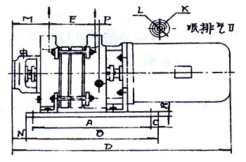 2SK-0.4、2SK-0.8两级不环真空泵外形及安装尺寸